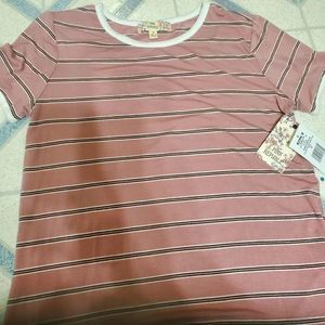 Pink Republic soft tee in mauve and navy stripes